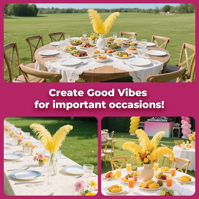 Piokio 20pcs Natural Gold Ostrich Feathers 10-12 inch (25-30cm) Bulk Feathers for Home Decoration and DIY Clothing and DIY Clothes Decoration, Gatsby Decorations