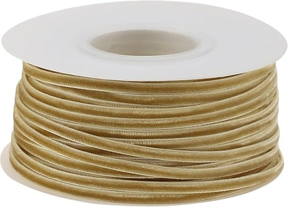 MAYREEL 1/8 Inch Khaki Velvet Ribbon Thin Beige Vintage Ribbon for Wedding Invitations Gift Wrapping Party Favor Boxes 50 Yards