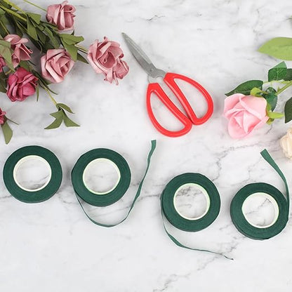 12 Roll Floral Tape 1/2inch Flower Tape Dark Green, Floral Tapes for Bouquet Stem Wrapping and Floral Crafts, Wedding Bouquet