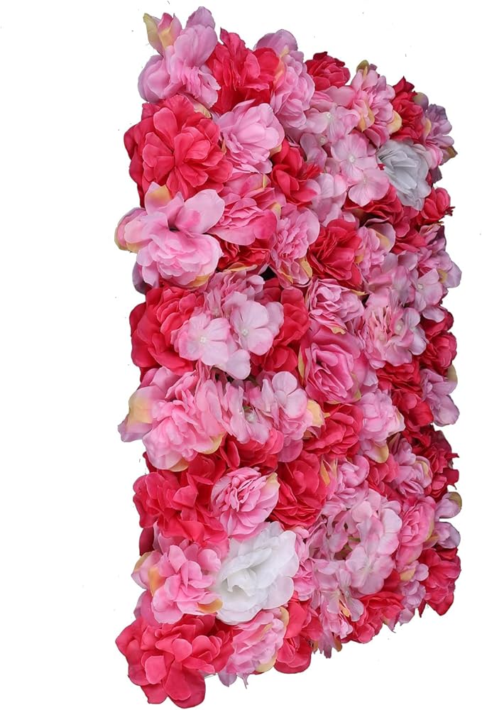 6Pcs 15.75"x 23.62"x 0.79" Artificial Flower Wall Panels,Flower Wall Mat Silk Flower Panels for Outdoor Garden Backyard Fence Fence Privacy Screen and Indoor Wall Decor (6Pcs Rose Red)