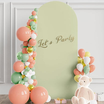 Wokceer 6FT Wedding Arch Cover Spandex Fitted Wedding Arches Stand Covers Round Top Chiara Arch Backdrop Cover for Birthday Party Ceremony Banquet Decoration Sage Green