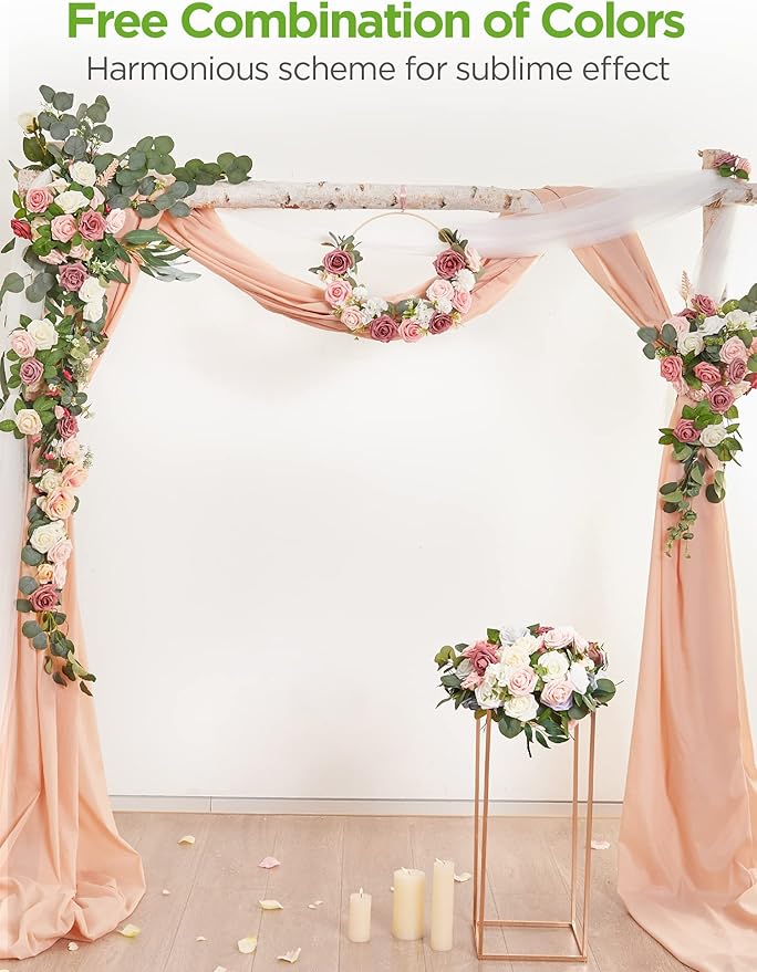 InnoGear Artificial Flowers, 50 Pcs Blush Foam Fake Roses Bulk with Stems for Decoration DIY Wedding Bouquets Centerpieces Bridal Shower Party Christmas Tree