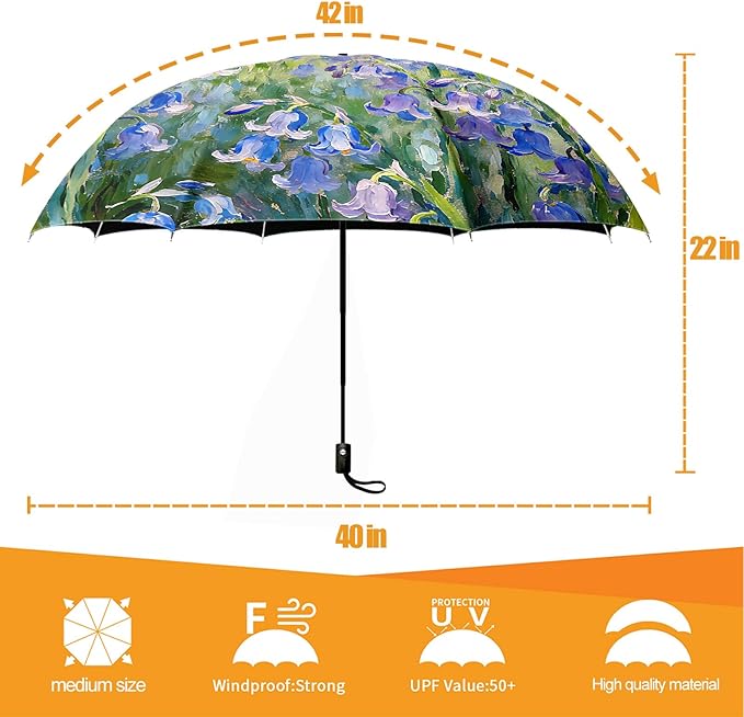Small Compact Travel Automatic Folding Umbrella for Women, Portable Lightweight, Rain, Wind, UV Sun Shade