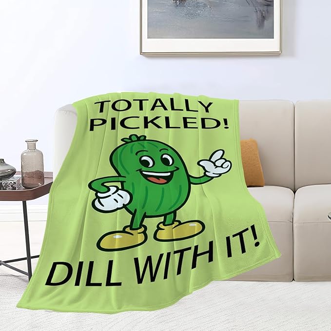 Pickle Blanket Cute Pickle Throw Blanket Vegetable Soft Cozy Fleece Fuzzy Stuffed Plush Flannel Gifts for Girls Women Boys Kids Adults 60"X80"