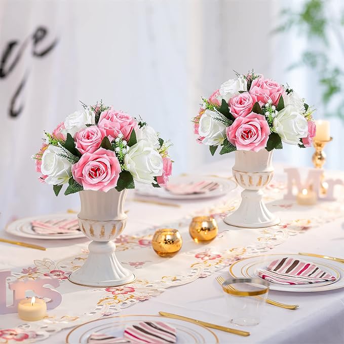 Sziqiqi Pack of 2 Fake Flowers, Silk Rose Flowers, Suit for Wedding/Party Centerpiece Road Lead Flower Rack Decorations, 2 Pieces