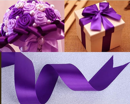 Double Face Purple Satin Ribbon 7/8 inch X 25 Yards Polyester Purple Ribbon for Gift Wrapping Very Suitable for Weddings Party Invitation Decorations and More