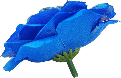 Bright Creations Blue Roses Artificial Flowers - Set of 50 3 in Stemless Silk Roses - Royal Blue Reusable Water-Resistant Faux Bouquet Decor for Wedding & Home