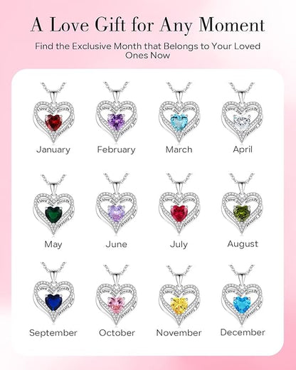 S925 Sterling Silver Necklace for Women, Wife Jewelry Rose Gold, Mom Birthday Valentines Mothers Day Gifts, Girlfriend Necklaces, Daughter Heart Jewel, Anniversary for Her