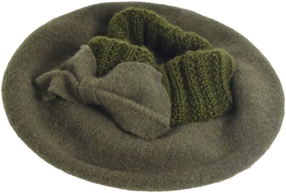 VECRY Lady French Beret 100% Wool Beret Floral Dress Beanie Winter Hat
