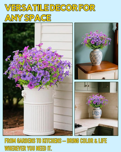 Realistic Silk Daisy Faux Flowers for Outdoor Indoor Decorations - 12 Bundles UV Resistant Artificial Flowers Outside for Hanging Basket Planter Window Box, Fake Plants for Home Porch Garden Décor
