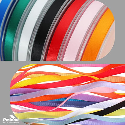 PMLAND White Fabric Satin Ribbon 3/8'' Inch x 27 Yards Double Faced Use for Crafts Gift Wrapping Floral Bouquets Ornaments Hair Bows Party Decoration