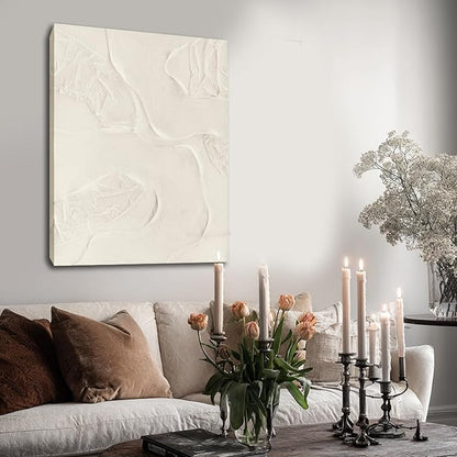 CHUDANHAO Abstract Hand Painted Wall Art Beige Wall Decor Line Hanging Art 32"x40" Large Artwork for Living Room Office Decorations