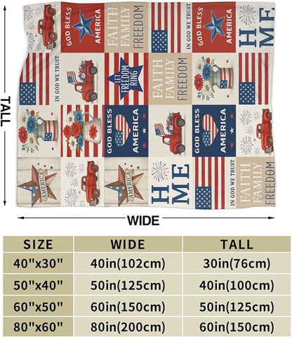 American Flag Blanket Patriotic Throw Blanket National Flag Soft Cozy Fleece Fuzzy Stuffed Plush Flannel Gifts for Girls Women Boys Kids Adults 40''x50''