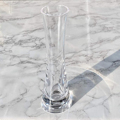 KLIFA- Small Acrylic Round Bud Vase, Shatterproof, High Transparency, Plastic Single Stem Vase, Clear, Hight 7.52 inch, 3 pc