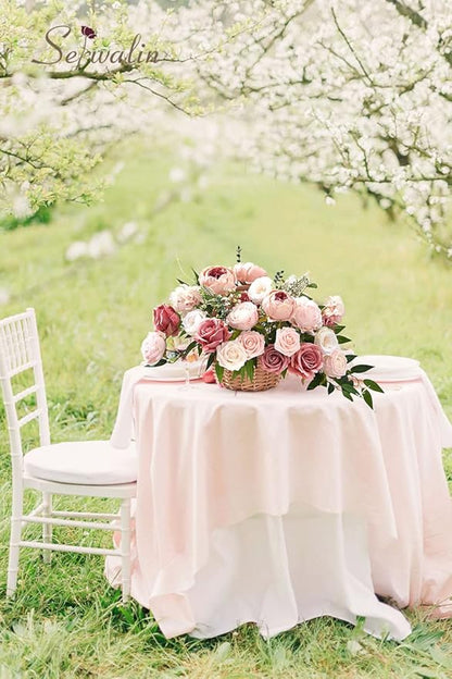 Serwalin Artificial Flowers Pink Peonies Silk Flowers Fake Flowers with Stems Dusty Roses for Wedding Bouquets Centerpieces Cake Decor Baby Shower Decoration