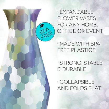 MODGY Expandable Flower Vase Plastic Decorative Modern Vases for Flowers Centerpieces Dining Table Decor Living Room Bathroom Wedding Office, Bizzyb