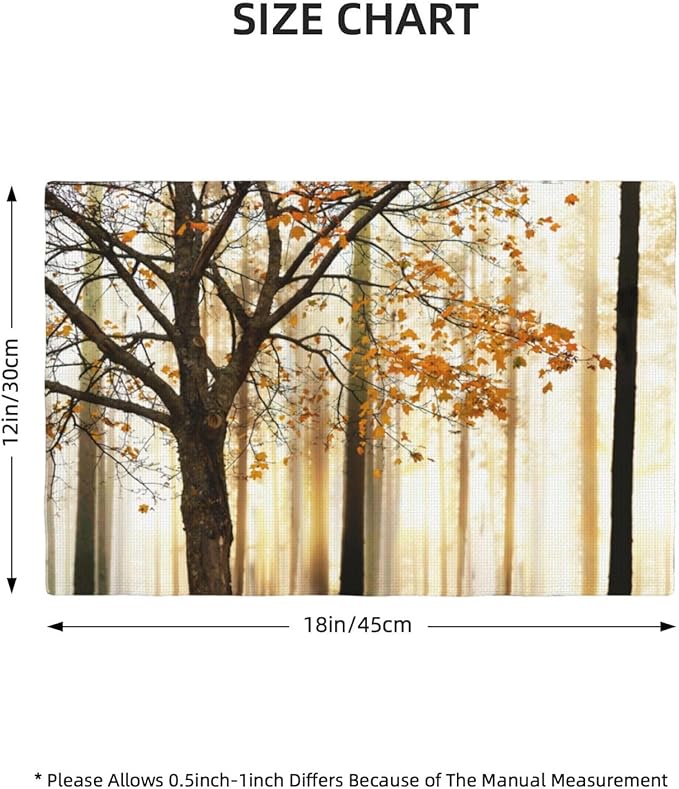 Autumn Forest Placemats Set of 6,Kitchen Table Mats for Dining Outdoor Home Decor Linen 12x18 Inch 6 PCS, Style-9