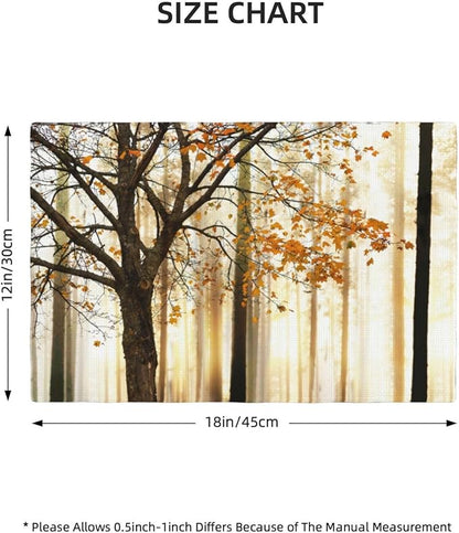 Autumn Forest Placemats Set of 6,Kitchen Table Mats for Dining Outdoor Home Decor Linen 12x18 Inch 6 PCS, Style-9