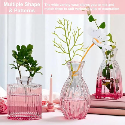 40 PCS Small Glass Bud Vases Set, Mini Flower Vases for Wedding Centerpiece, Table Decoration, Party & Festival Home Decor, Bulk Vintage Miniature Vases for Floral Arrangements, Pink