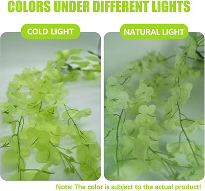 36 Pack Green Wisteria Hanging Flowers, 3.44 Ft Fake Hanging Flowers, Artificial Wisteria Garland Vines for Wedding Room Backdrop Outdoor Patio Garden Decoration