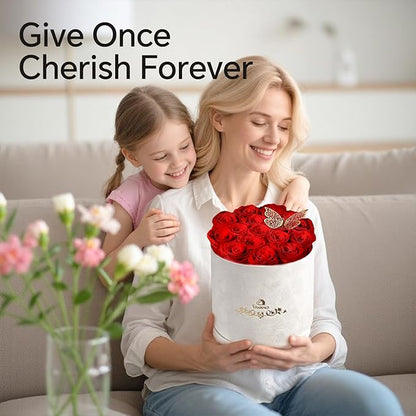 Forever Flowers in a Box, Preserved Roses Gifts for Women, Forever Flowers for Delivery, Flower Birthday Gifts Box for Her, Eternal Flowers Rose Gifts for Mom Hot Red