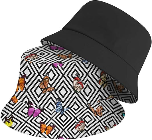 Bucket Hat for Women Men Unisex Sun Cap Packable Outdoor Fisherman Hat Headwear,Reversible Double-Side-Wear