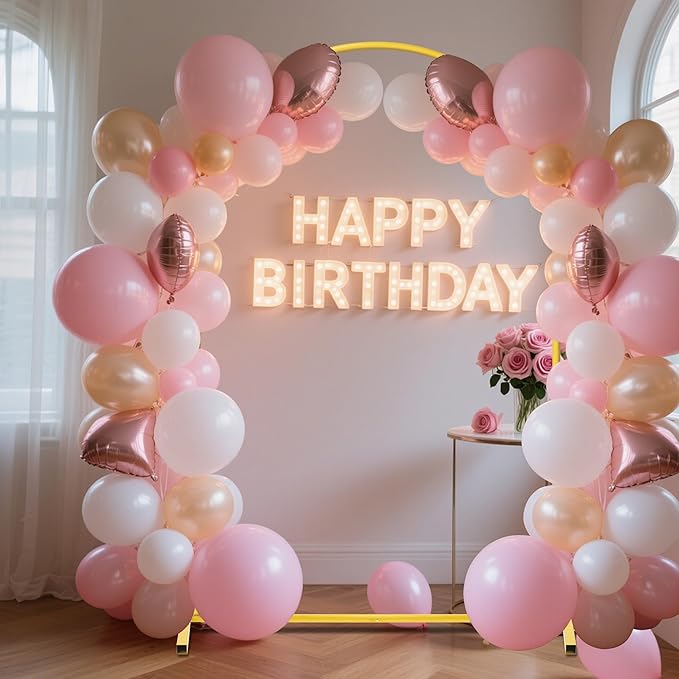 7.2FT Arch Backdrop Stand for Party, Wedding Arch Stand for Ceremony Birthday Party Baby Showers Photo Booth Easy Assembly Supports Flowers Balloons and Decor,Gold