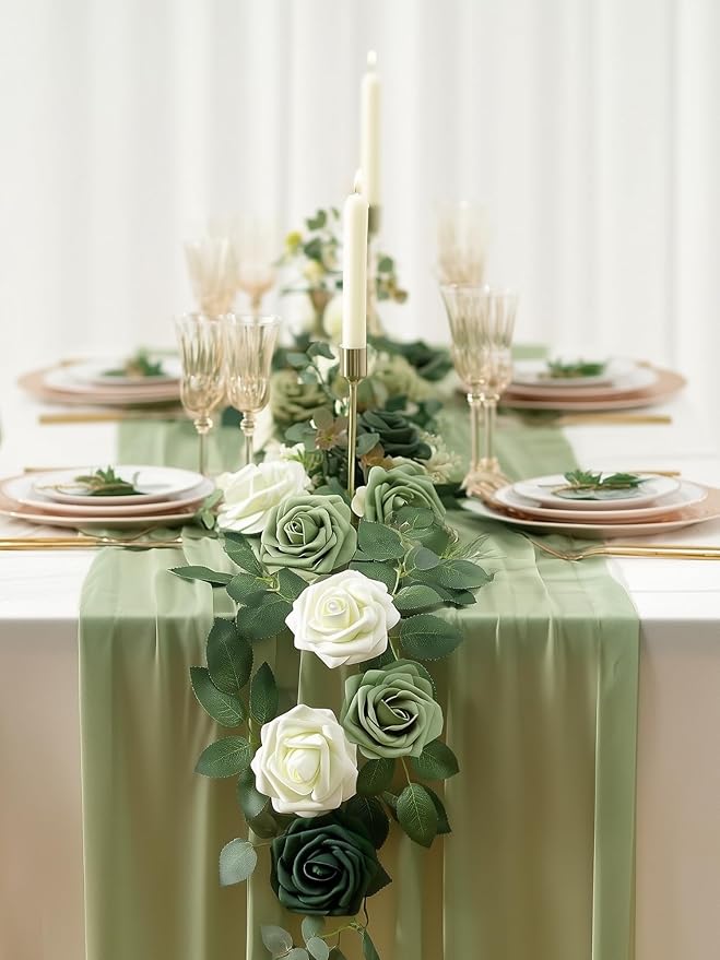InnoGear Artificial Flowers, 50 Pcs Shades of Forest Rose Foam Fake Roses Bulk with Stems for Spring Decoration DIY Wedding Bouquets Centerpieces Bridal Shower Party Christmas Tree
