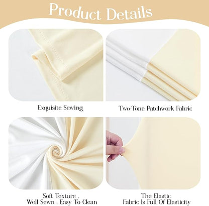 Beige White Arch Backdrop Cover Set of 2 Birthday Party Arch Covers 7.2 and 6ft Spandex Wedding Arch Covers Stretchy Backdrop Bridal Baby Shower Biege White Arch Stand Cover