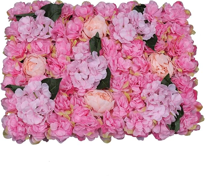15.74"x 23.62" Artificial Flower Wall Panels,Flower Wall Mat Silk Flower Panels for Outdoor Garden Backyard Fence Fence Privacy Screen and Indoor Wall Decor (6Pcs Pink)