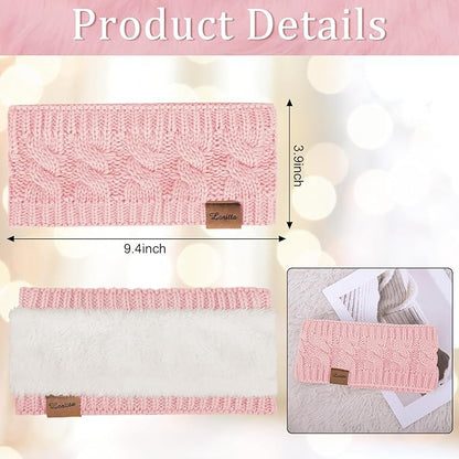 Loritta Womens Ear Warmers Headbands Winter Warm Fuzzy Cable Knit Head Wrap Fleece Lined Gifts
