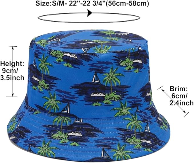 Quanhaigou Bucket Hat for Men Women,Packable Reversible Printed Sun Hats,Fisherman Outdoor Summer Travel Hiking Beach Caps
