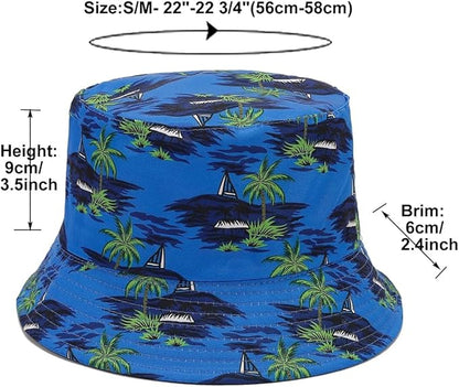 Quanhaigou Bucket Hat for Men Women,Packable Reversible Printed Sun Hats,Fisherman Outdoor Summer Travel Hiking Beach Caps