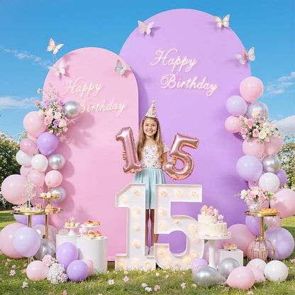 Pink Purple Arch Backdrop Cover Set of 2-7.2ft 6ft Dual Color Wedding Arch Cover-Wrinkle Free Stretchy Spandex Fitted Chiara Arch Stand Cover for Birthday Mermaid Party Baby Shower Photo Photography