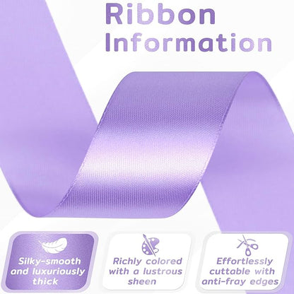 60 Yards Lavender Ribbon 1-1/2 Inch, Solid Lavender Purple Satin Ribbon for Gift Wrapping, Crafts, Flower Bouquet, Wedding, Baby Shower, Easter, Christmas, Halloween