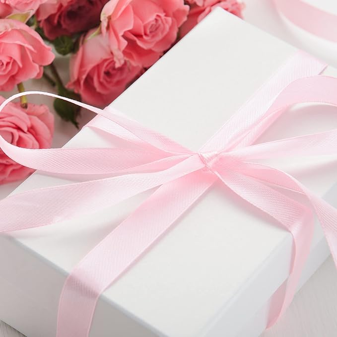 LIUYAXI Light Pink Double Faced Satin Ribbon, 1" X Continuous 25 Yards, Ribbons Perfect for Gift Wrapping Wedding Bouquet Decor DIY Craft Bow Making & Other Projects
