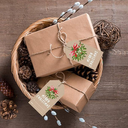 Andaz Press Christmas Holiday Season Classic Gift Tags, Merry Christmas to from Classic Favor Tags, Kraft Brown with Mistletoe Design, for Holiday Events, Parties, and Favors, 60-Pack