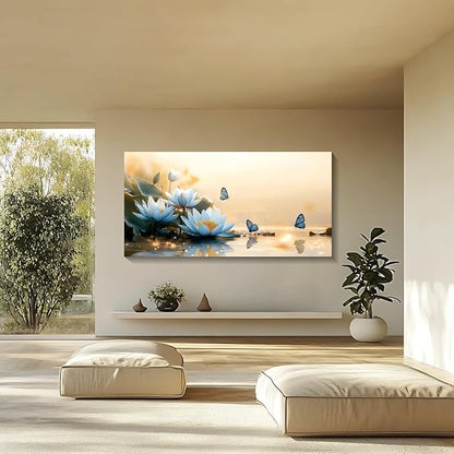 Iallbin Zen Stone Wall Art & Zen Wall Decor, sense of peace and natural beauty -for Yoga Meditation Room, Spa & Bathroom, Soft Hazy Dawn Art Deco Style, Ready to Hang, 48x24 Inches