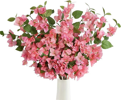 12pcs Silk Bougainvillea Artificial Flowers 31.5" Fake Bougainvillea Stems Glabra Climbing Faux Bougainvillea Flower Tree Branches for Home Garden Decor Wedding Table Centerpieces (Pink)