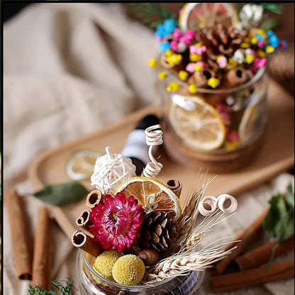 DIY Dried Flower Aromatherapy Kit with Natural Plant Essential Oils, Naturally Dried Flowers and Herbs Ornaments for DIY Flower Craft, Vintage Holiday Decor, Christmas (#C)