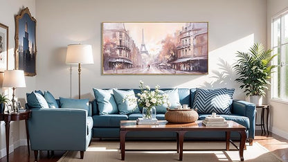 Paris Decor Modern Artwork Couple Room Wall Art Landscape Canvas Painting for Living Room Bedroom Office - Large 20"x40" Framed