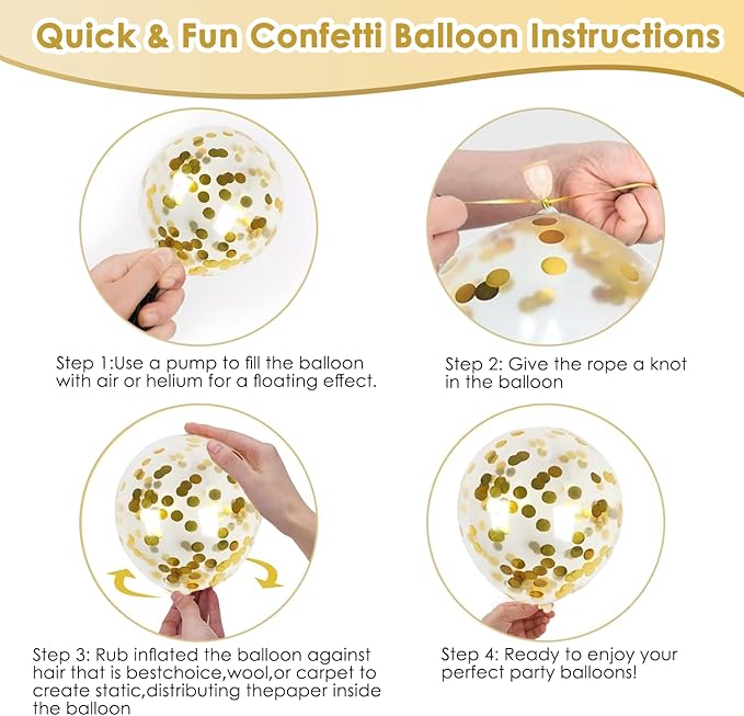 White and Gold Confetti Balloons, 50pcs 12 Inch Metallic Champagne Gold Latex Balloons Matte Sand Beige White Latex Balloons for Birthday Graduation Wedding Gender Revea Party Decorations
