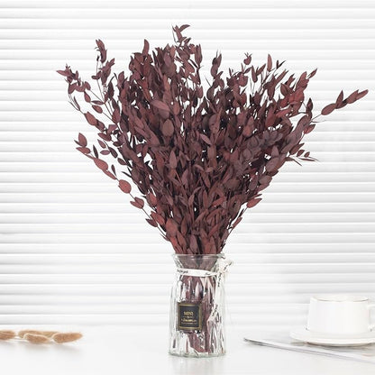 Dried Eucalyptus Leaves Preserved Greenery Stems, 8-14 PCS Eucalyptus Garland Branches, 4 OZ Red Leaves Plant Bundle for Wedding Wreath Party Home Decor Vase Filler