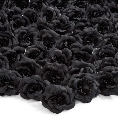 Bright Creations Black Artificial Roses Bulk - 3-Inch Stemless Foam Roses 50 Pack for Crafts & Home Decor