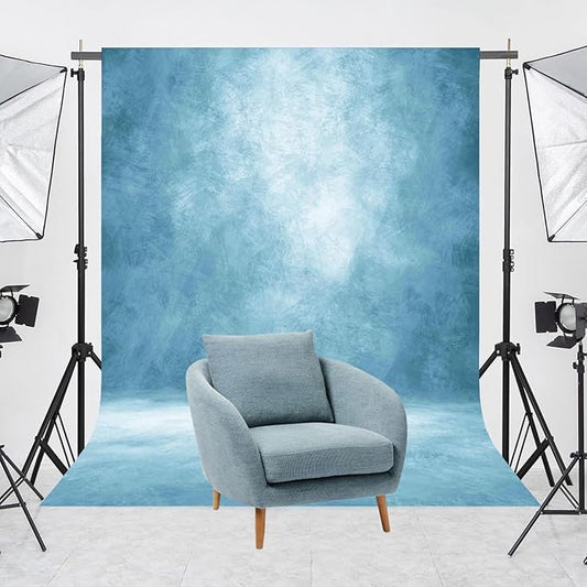 Abstract Professional Photography Backdrop for Portrait Photo Props Booth Background Photoshoot Studio with Polyester Fabric Roller Pocket on Top(6x8ft, Light Blue,No Stand)