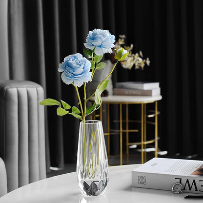 Kitcom Flower/Bud Crystal Vase Decorative Vases for Home or Wedding, Outline Dimensions W3.1''xH7'', Clear with Gift Box