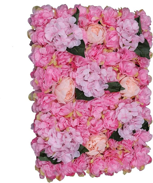 Gdrasuya10 6 Pcs Artificial Flower Wall Panels 3D Flower Background Panel for Wall, 60x40cm Wedding Flower Decorations Wall Silk Rose Panels for Party, Nail, Photo Areas, Stage Background (Pink)