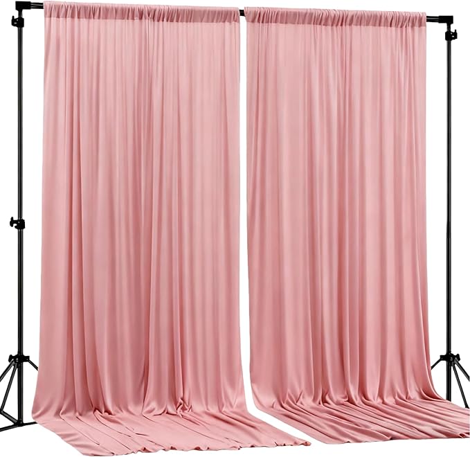 Rose Backdrop Curtains-Wrinkle-Free Polyester Photography Drapes Party Curtain Background for Baby Shower Wedding Decorations- 8 X10FT