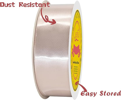 Double Face Satin Ribbon 1-1/2 inch X 50 Yards Polyester Vanilla Ribbon for Gift Wrapping Very Suitable for Weddings Party Hair Bow Invitation Decorations and More