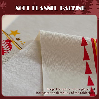 Christmas Rectangle Table Cloth,100% Waterproof Tablecloth,Christmas Decorations for Home, Vinyl Tablecloth Plastic Table Cover for Party，Picnic,Dining,Outdoor 54" x 84",Merry Ribbon